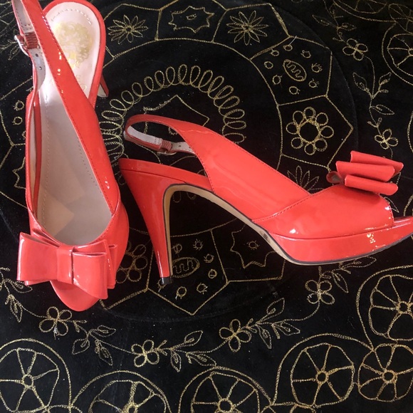 Vince Camuto 6.5 Sling Back Bow Heels Anisha Coral - Picture 5 of 9